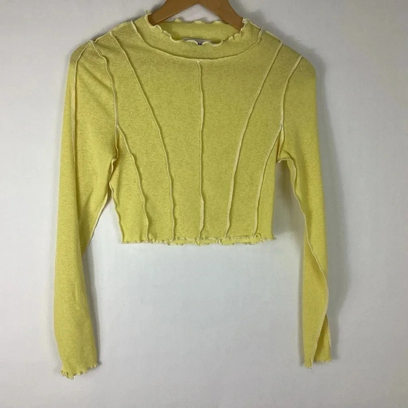 twiin Tops - TWIIN Cropped Sheer Top Medium Yellow